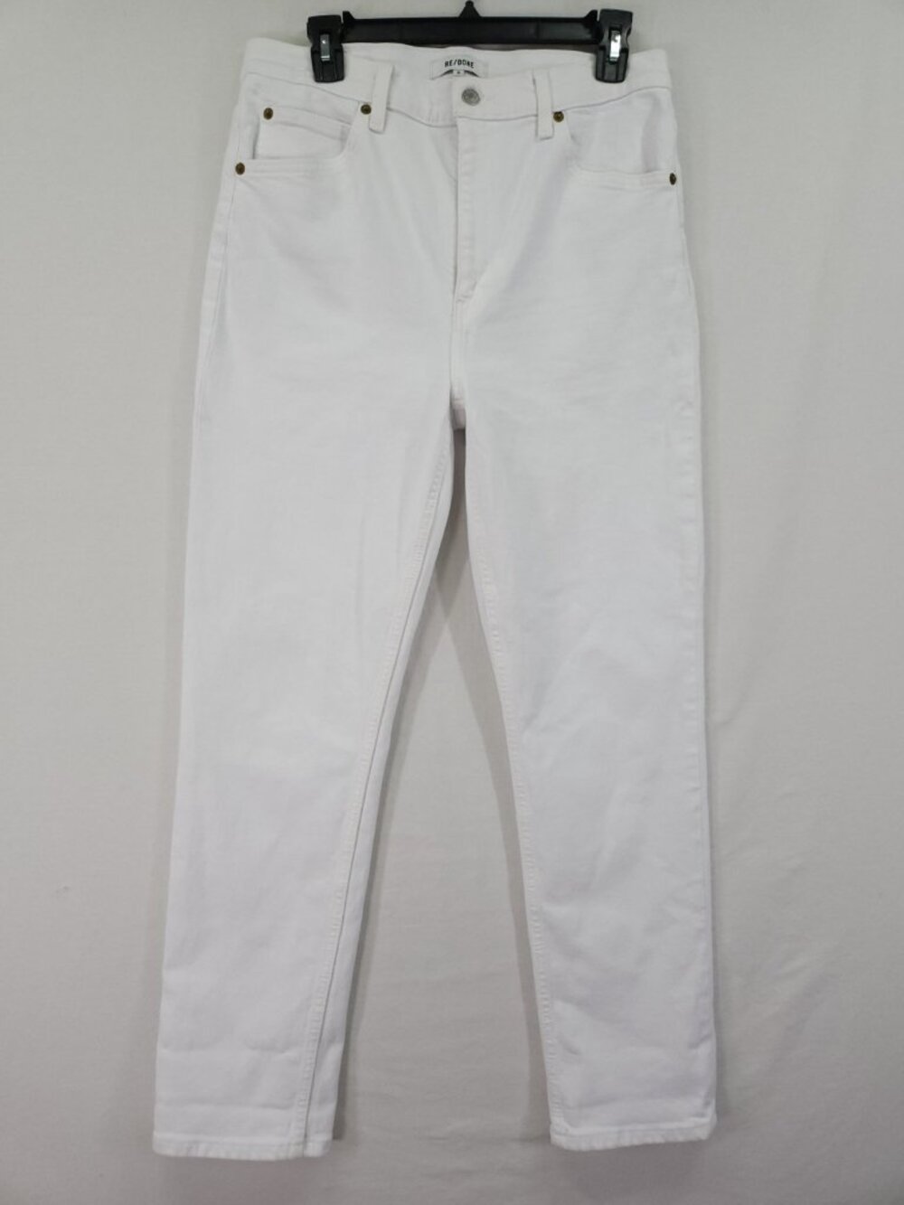 Re/Done White High Rise Ankle Straight Leg Jeans Womens Size 30X29 Denim Stretch
